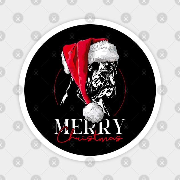 Funny Santa Boxer Dog Merry Christmas dog Magnet by wilsigns